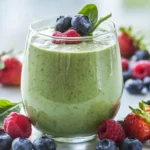 Frozen Spinach Smoothie Recipe for a Nutritious Start, featuring a close-up of a smoothie with chia seeds and fresh fruit garnish | Tasty Top Recipes