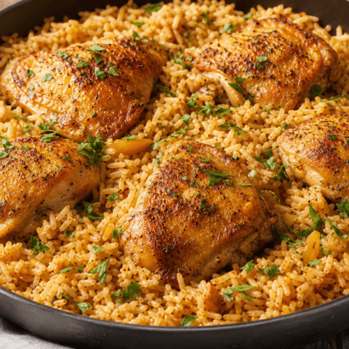 One Pan Chicken and Rice Recipe One Pan Chicken and Rice Recipe ready to serve