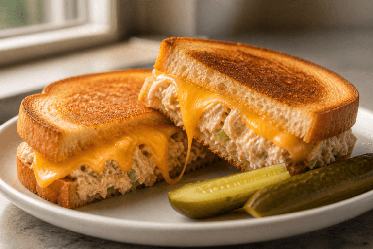 Classic Tuna Melt Sandwich (Crispy & Cheesy) tuna melt sandwich recipe with melted cheddar and golden toasted bread