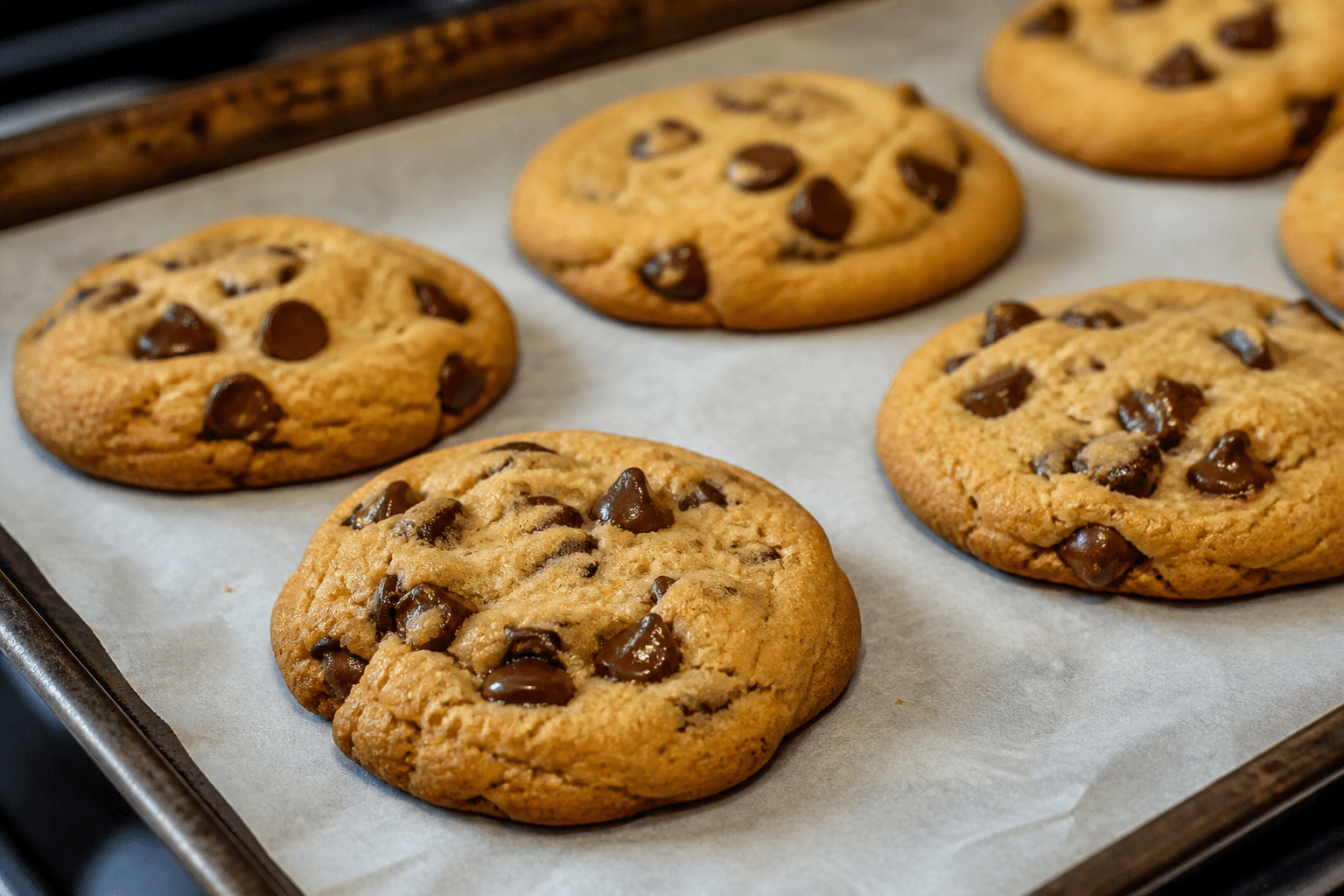 Easy Chocolate Chip Cookies Recipe easy chocolate chip cookies recipe fresh from the oven on a baking sheet