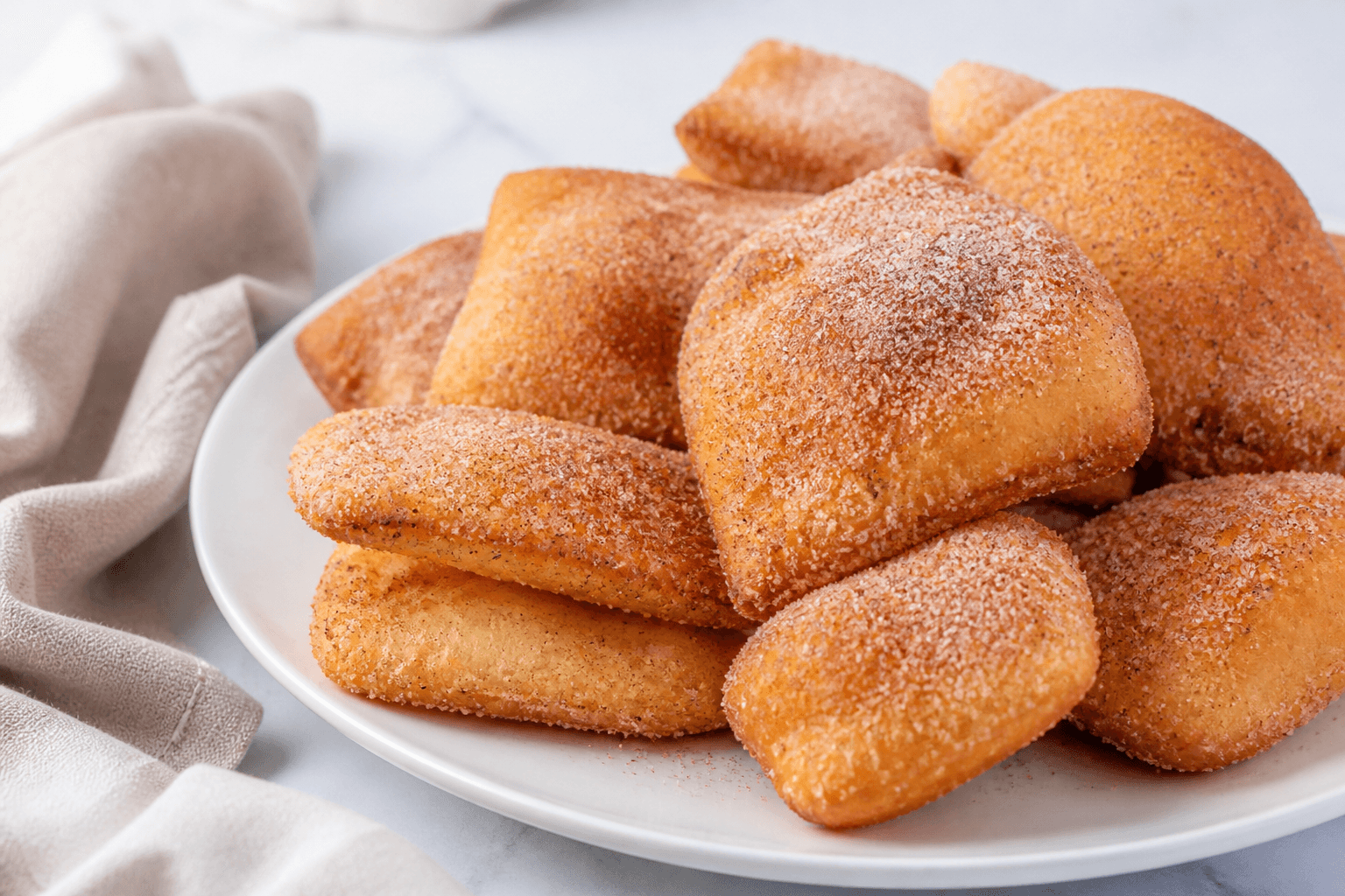 homemade fried dough with cinnamon sugar ready to serve