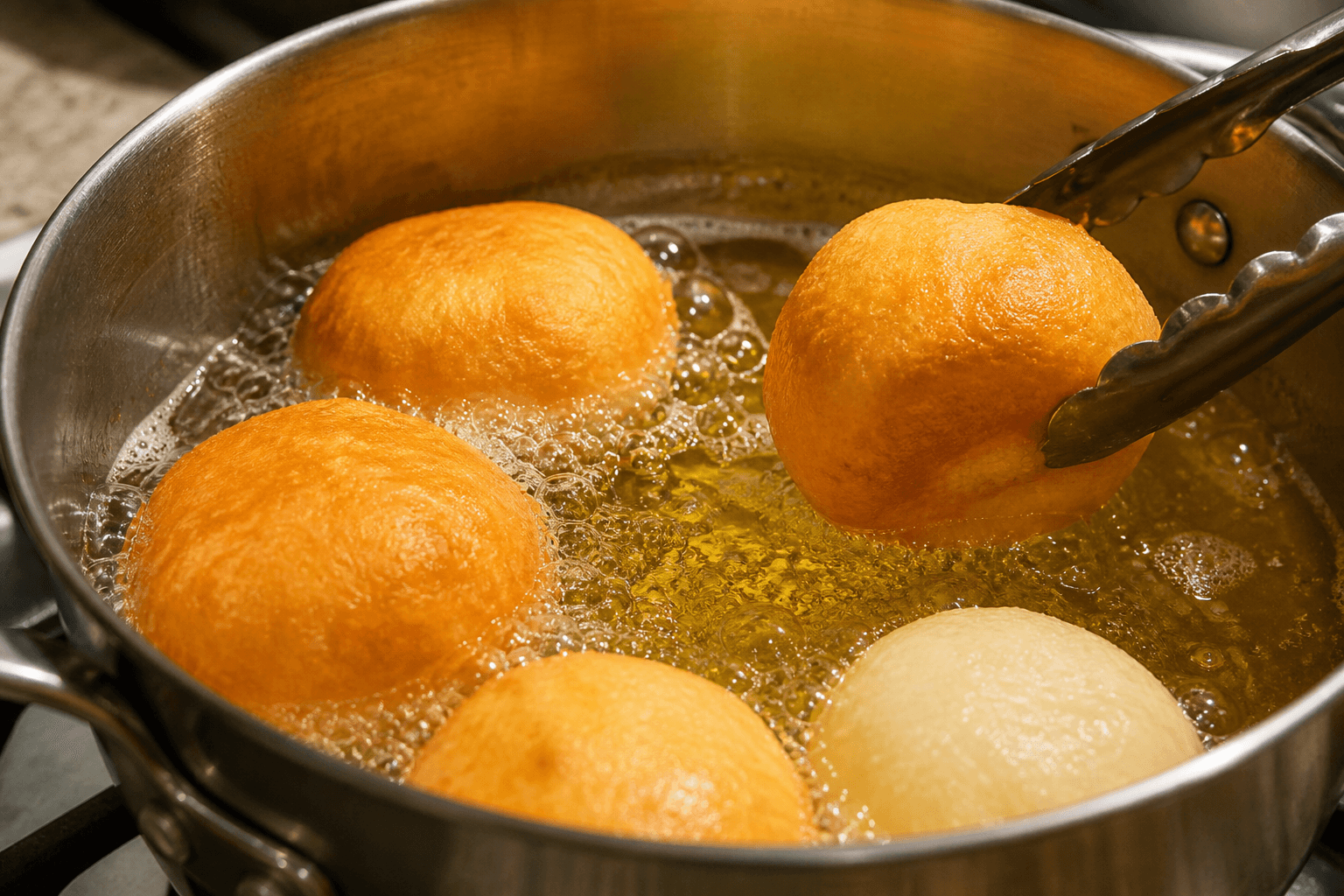 easy fried dough recipe puffing in hot oil until golden