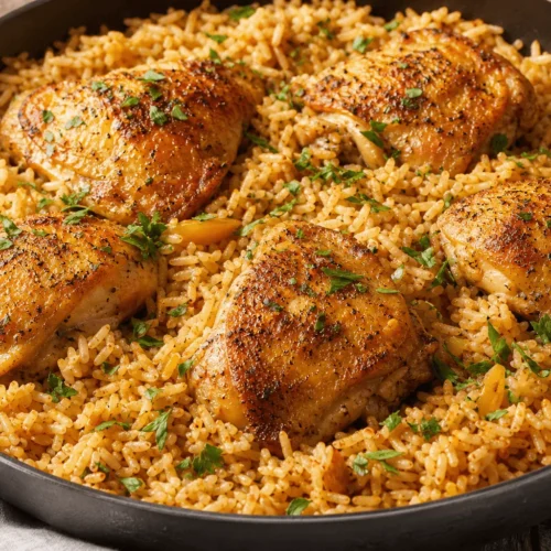 One Pan Chicken and Rice Recipe One Pan Chicken and Rice Recipe ready to serve
