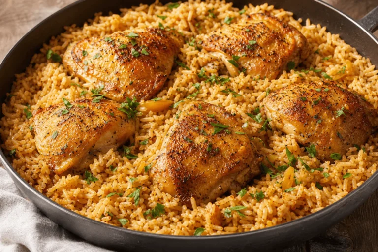 One Pan Chicken and Rice Recipe One Pan Chicken and Rice Recipe ready to serve